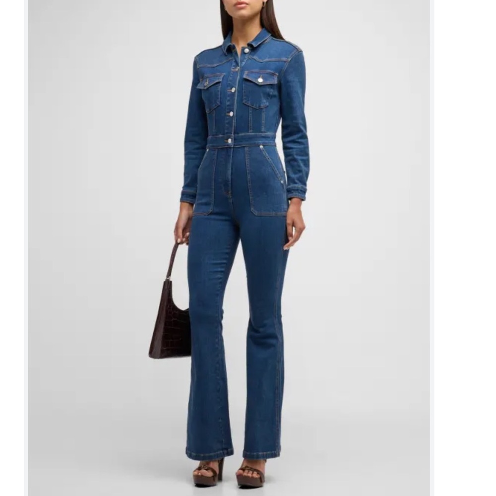 Veronica beard Follie flared denim jumpsuit NEW